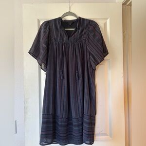 Lucky Brand Navy and Red Patterned Dress